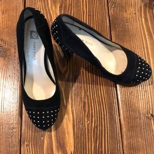 Anne Klein stud suede heels